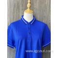 Blue cotton short-sleeve POLO shirt